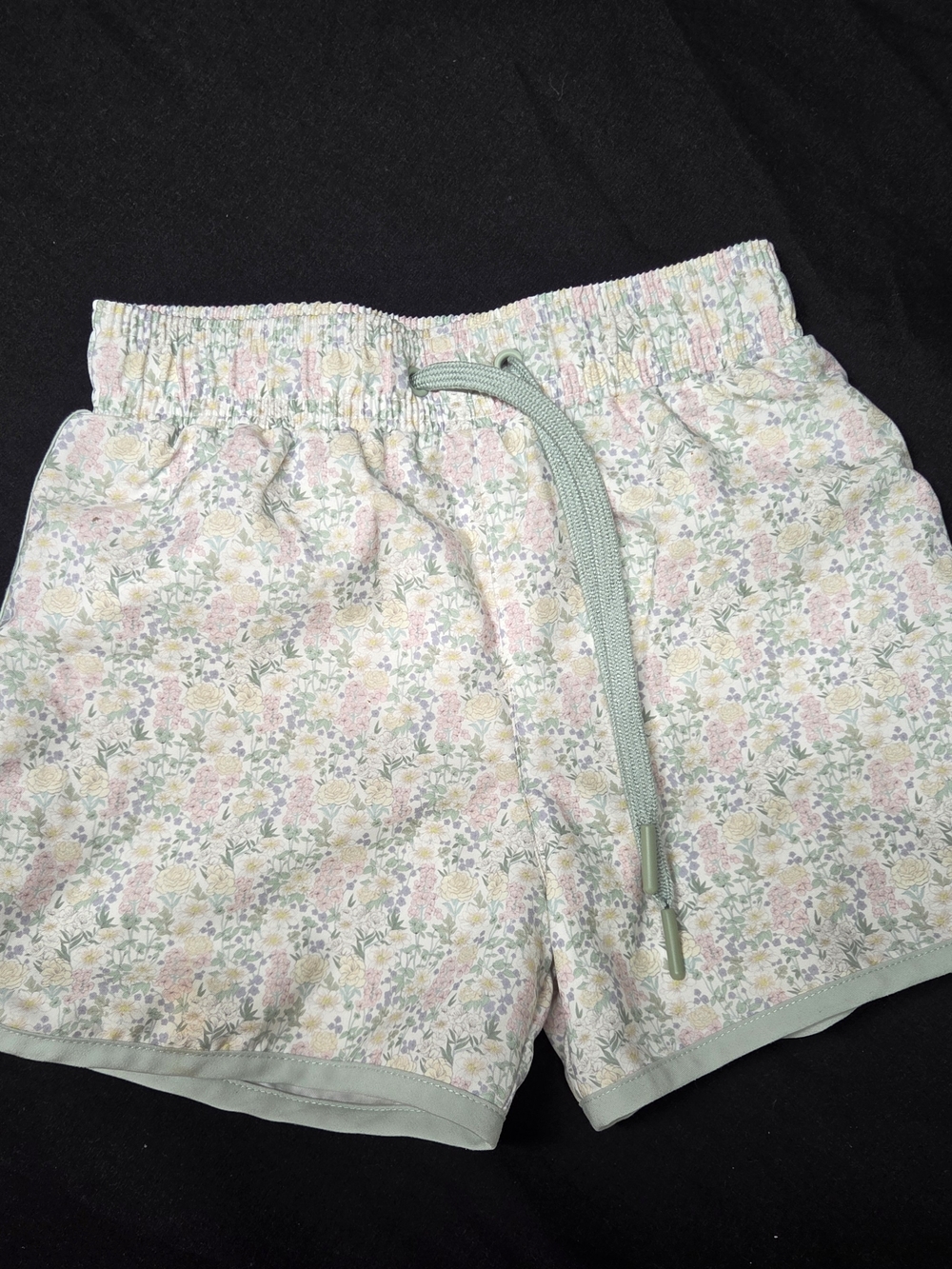 Minnow Swim Mint Green Cream Botanical Floral Print Swim Trunks Shorts Size 5/6T